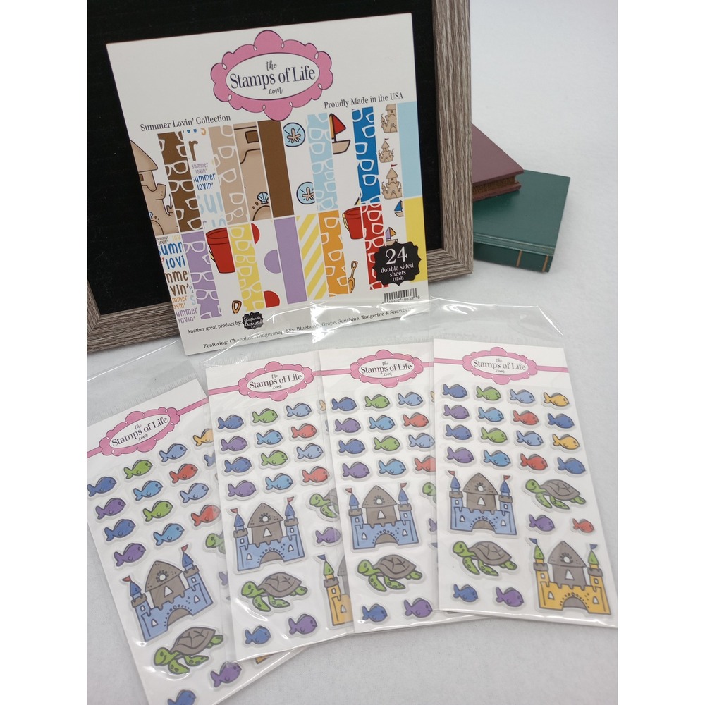 The Stamps of Life Paper Pad & Stickers Set 6x6 Multicolor Summer Lovin Beach